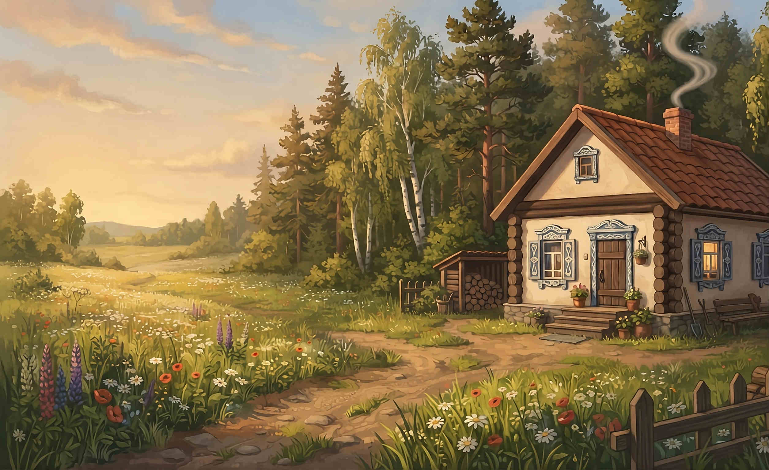 Russian village landscape